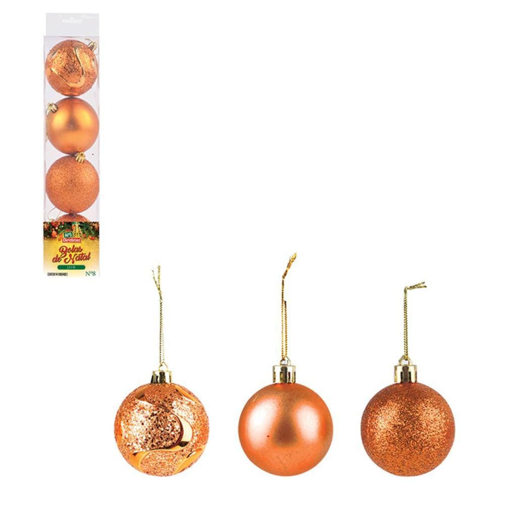 Bolas Natalinas TB Jade 8CM 4 Peças - Bronze