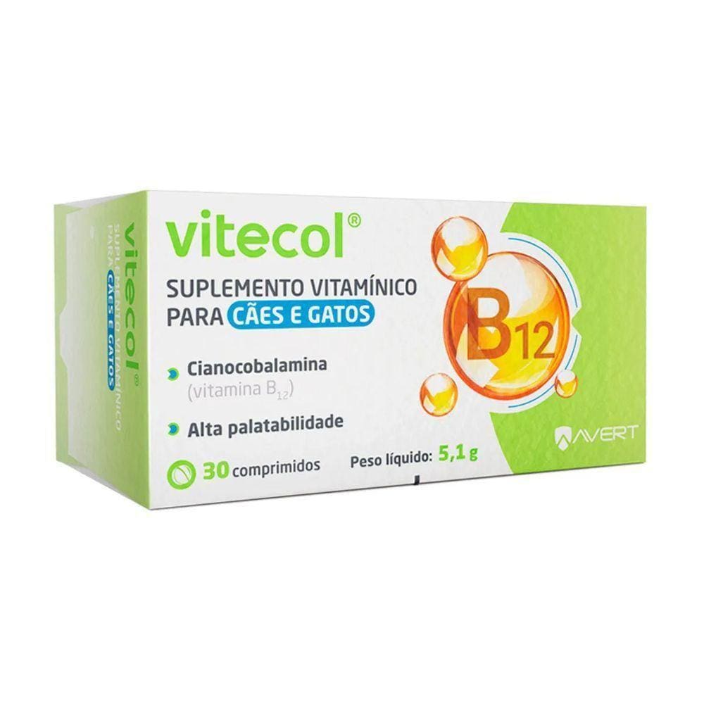Vitecol Suplemento Vitamínico Para Cães E Gatos C/ 30 Comp.