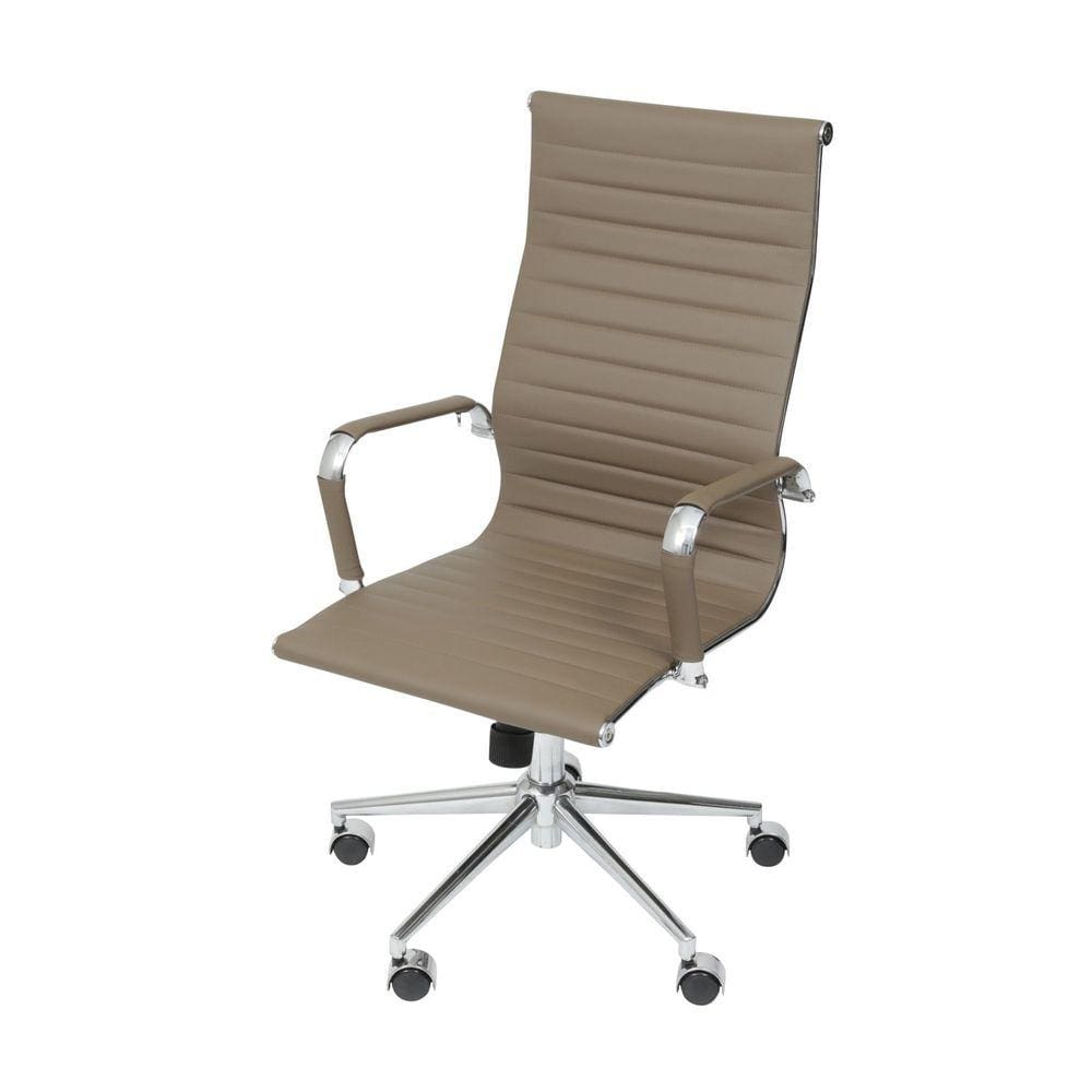 Cadeira para Escritório Alta Esteirinha Corino Base Rodizio 3301 OR Design Cinza