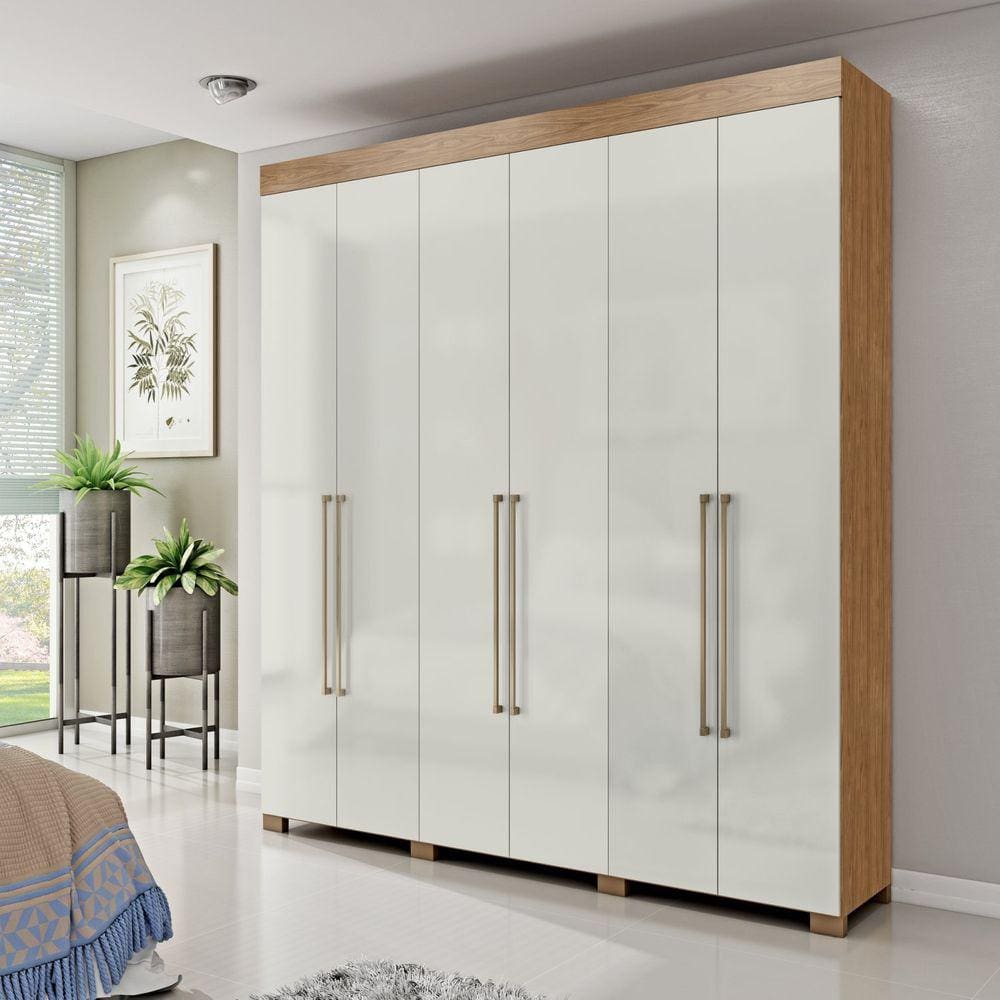 Guarda Roupa Casal 6 Portas 2 Gavetas Itá Espresso Móveis Marrocos/Off White