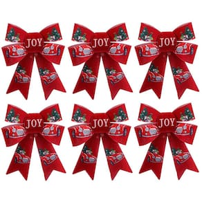 Kit Laço Acetinado PVC Tecido Vermelho Natal Carros 16cm 6 Unidades - Magizi