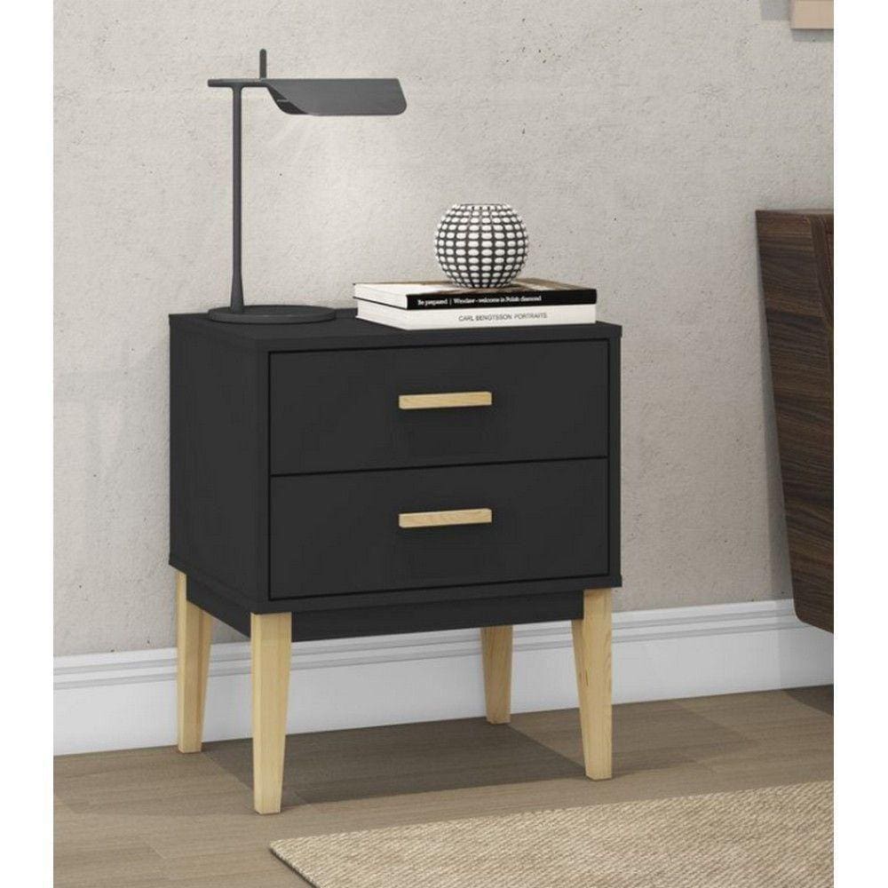 Mesa De Cabeceira 500x590x380mm Legno Movelbento Preto