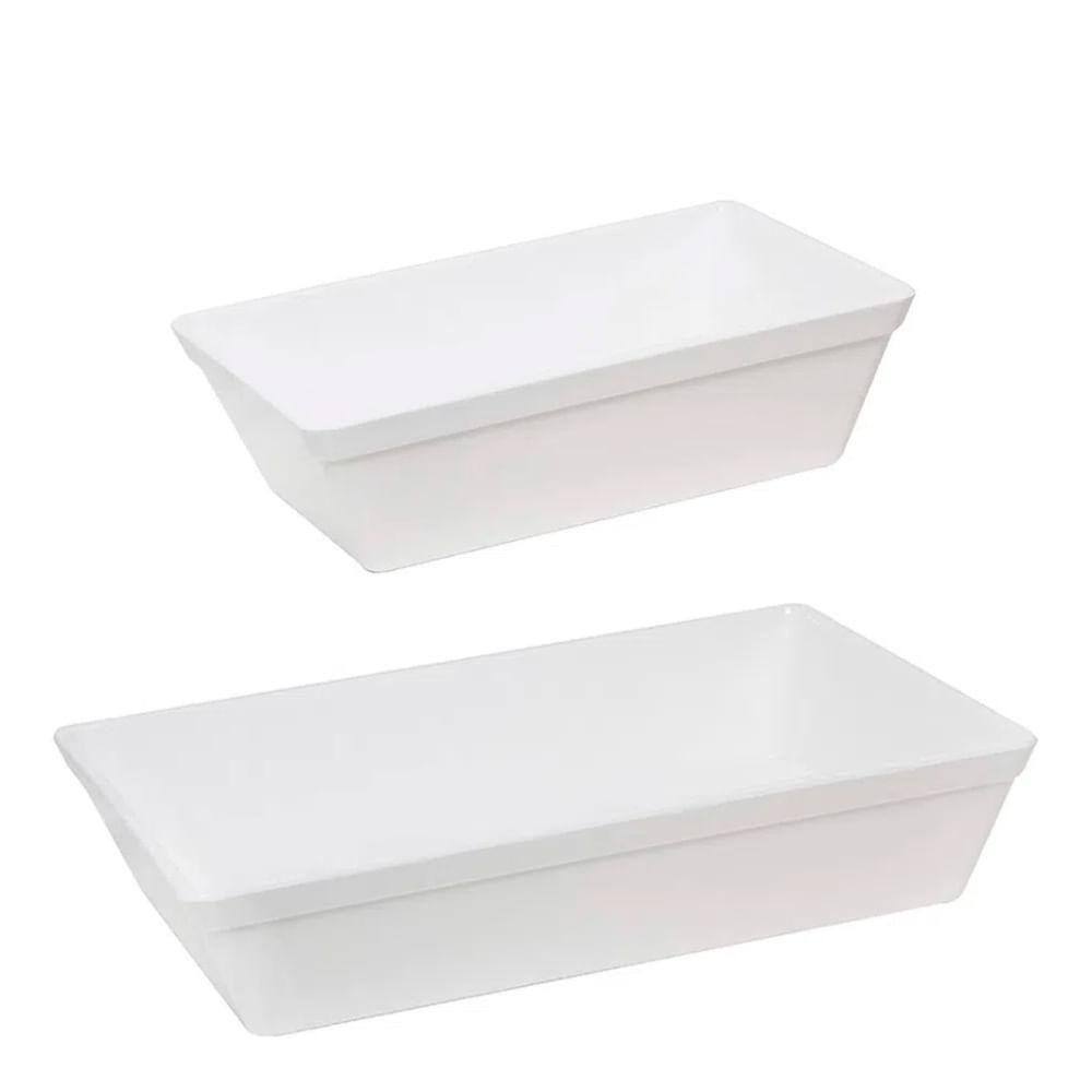 Conjunto de Travessa Stillo 2L + 5L 2 Peças Branco em Polipropileno Linha Tropical VEM