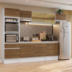 Armário de Cozinha Completa 300cm Branco/Rustic Diamante Madesa 02