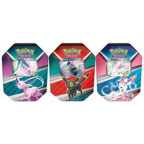 Lata Evoluções de Eevee Herois Espeon V Pokemon TCG Original Copag