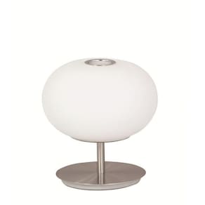Abajur Em Aço Escovado E Cúpula Vidro Opalino Branco Booble