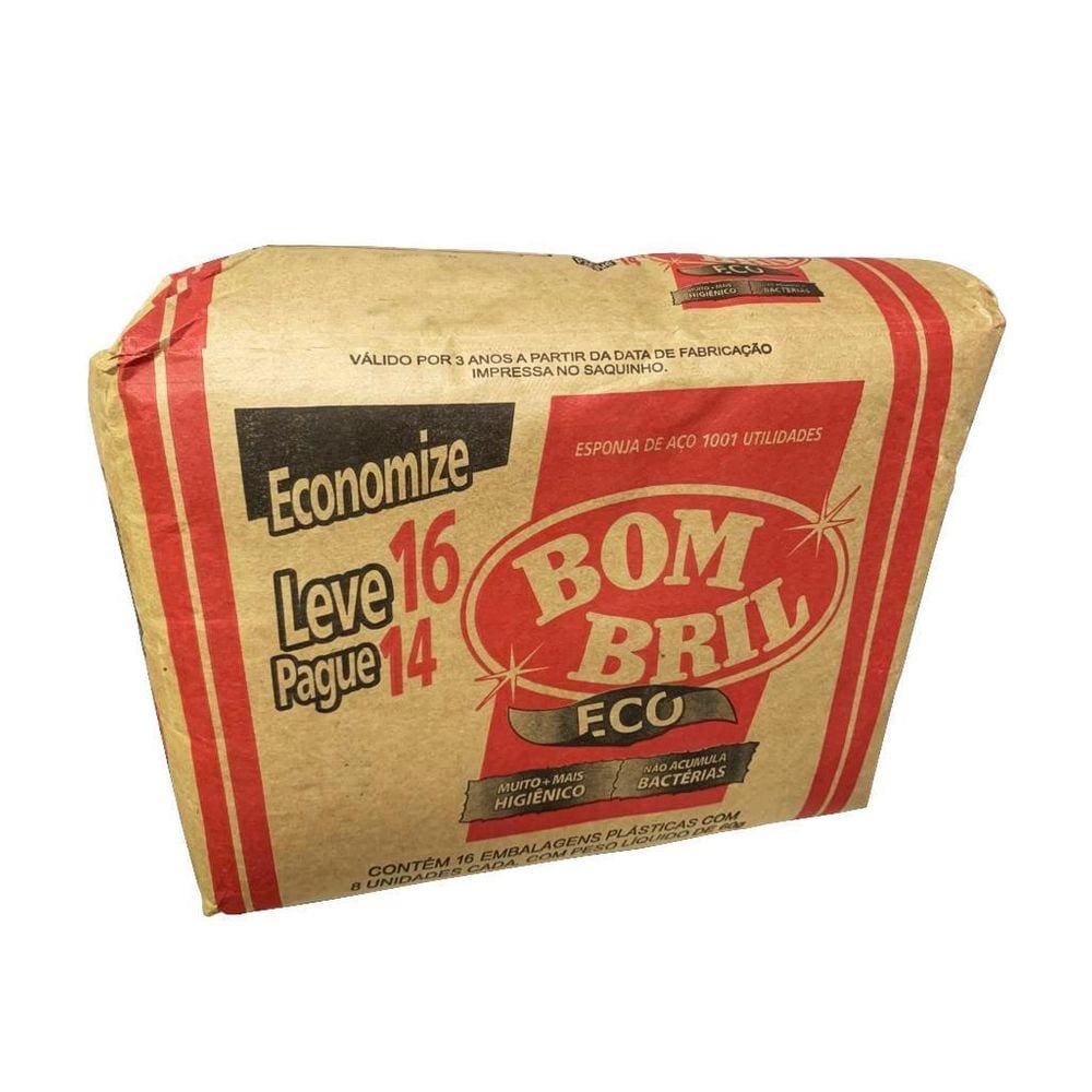 Lã De Aço Palha 60Gr Bombril Eco C/16 Pacotes
