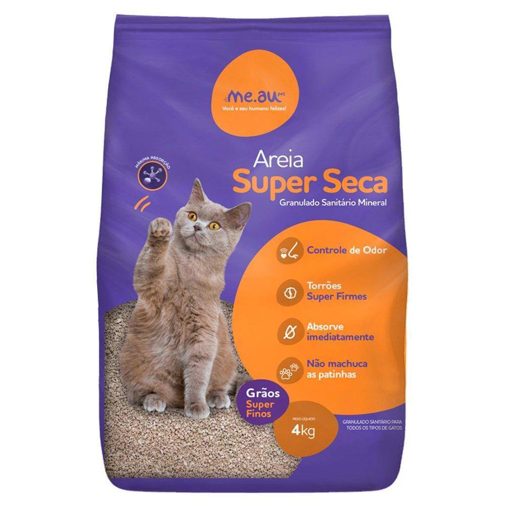 Areia Sanitária Mineral Me.Au Pet Super Seca para Gatos - 4 Kg