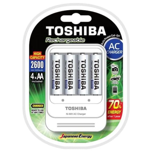imagem-Carregador de Pilhas AA/AAA TNHC-6GAE4 CB c/ 4 AA TOSHIBA