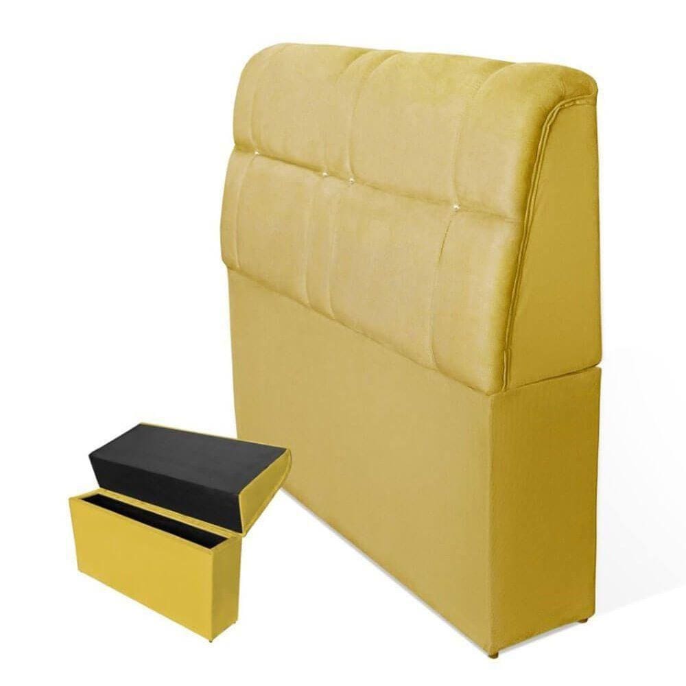 Cabeceira Imperador Para Cama Box Solteiro 120cm Suede amarelo