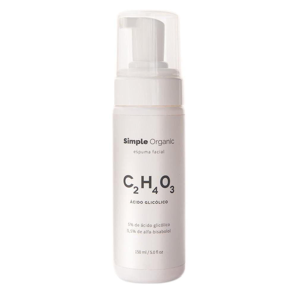 Espuma de Limpeza Facial Simple Organic Ácido Glicólico 150ml
