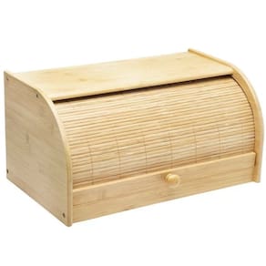 Cesto Porta Pães Com Porta Retrátil Em Bambu
