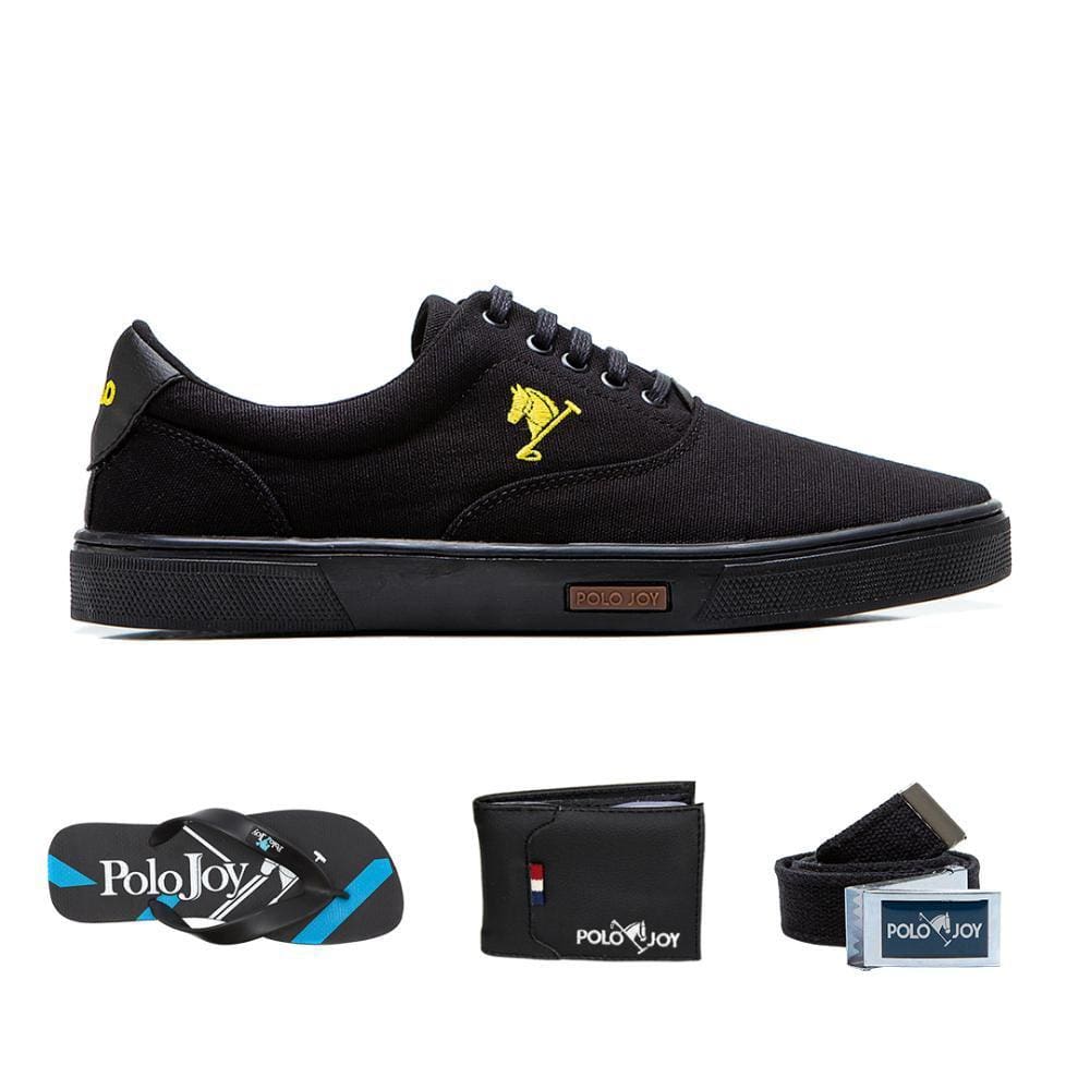 Sapatênis Casual Kit com Chinelo Carteira Cinto Dia a Dia