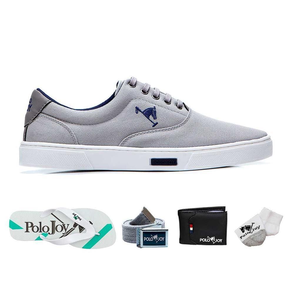 Kit Sapatênis Lona com Chinelo Carteira Cinto Meia Casual