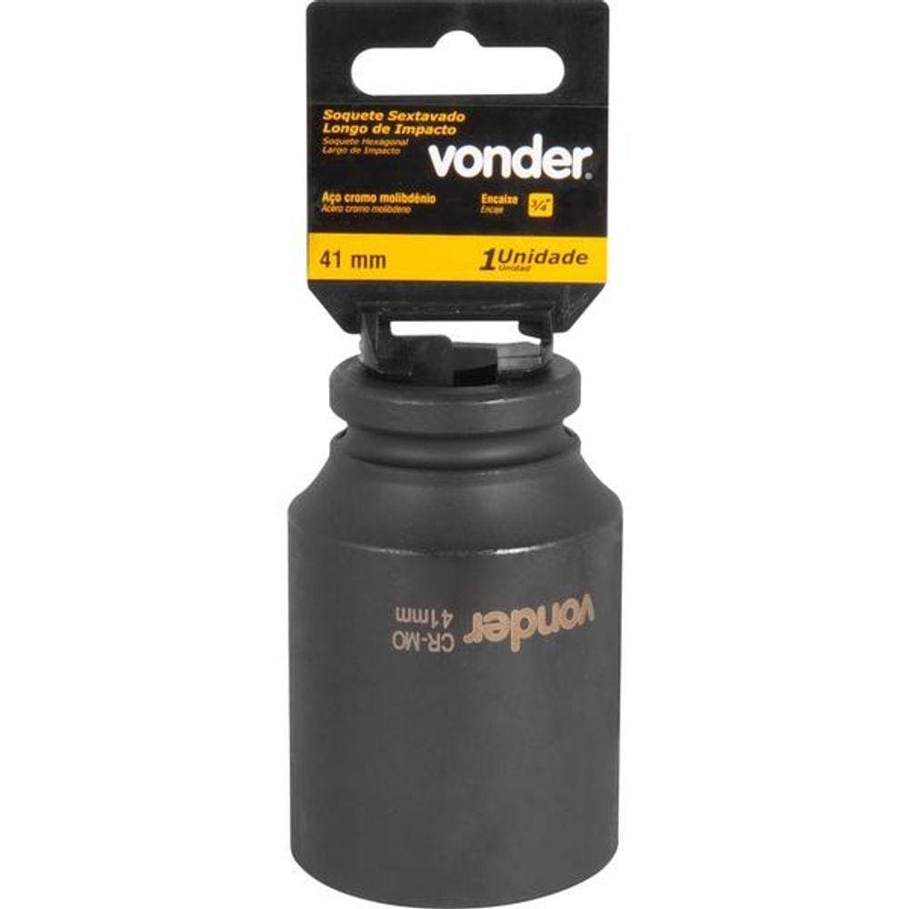 Soquete Sextavado Impacto Longo 3/4" 41mm Aço Cromo Vonder