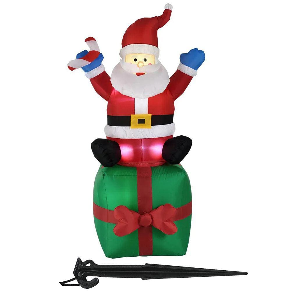 Papai Noel Presente Inflavel Natal Luz Led Natalino Decoraçao Enfeite Casa Loja Shopping Casa Evento Festa