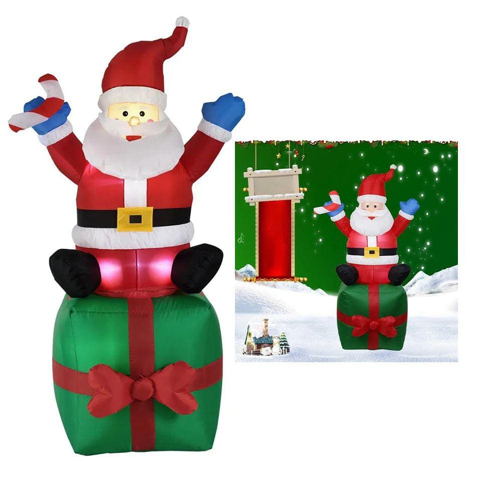 Papai Noel Presente Natal Inflavel Luz Natalina Led Festa Evento Casa Loja Shopping Merry Christmas