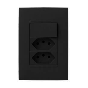 Cj Simples + Tomada Dupla 20A 4X2 - Pial Plus + Preto