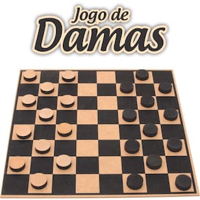 Jogo de Dama Tabuleiro com Bordas em Madeira