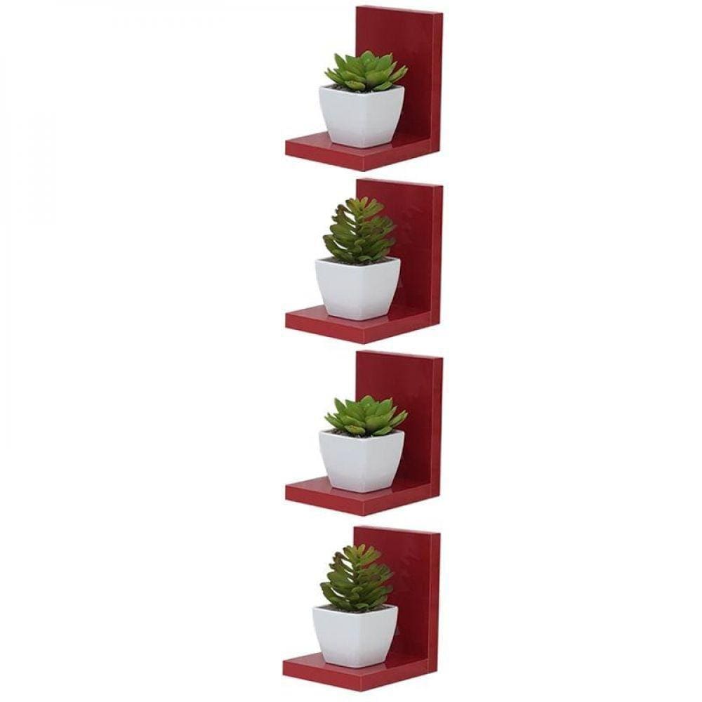 Kit 4 Prateleiras Buzios 15 X 12cm Vermelho