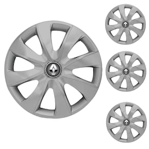 Jogo Calota Aro 13 Prime Silver Elitte Prata + Emblema Resinado Renault (Sandero Logan Clio Scenic Megane Kwid)