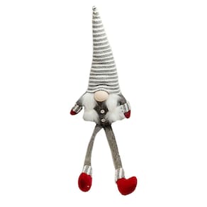 Boneco de Duende Sentado de Natal Cinza - Casambiente
