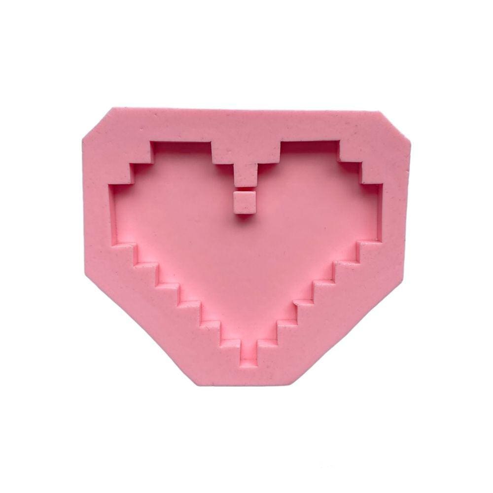 Molde De Silicone Coração Minecraft Pixels