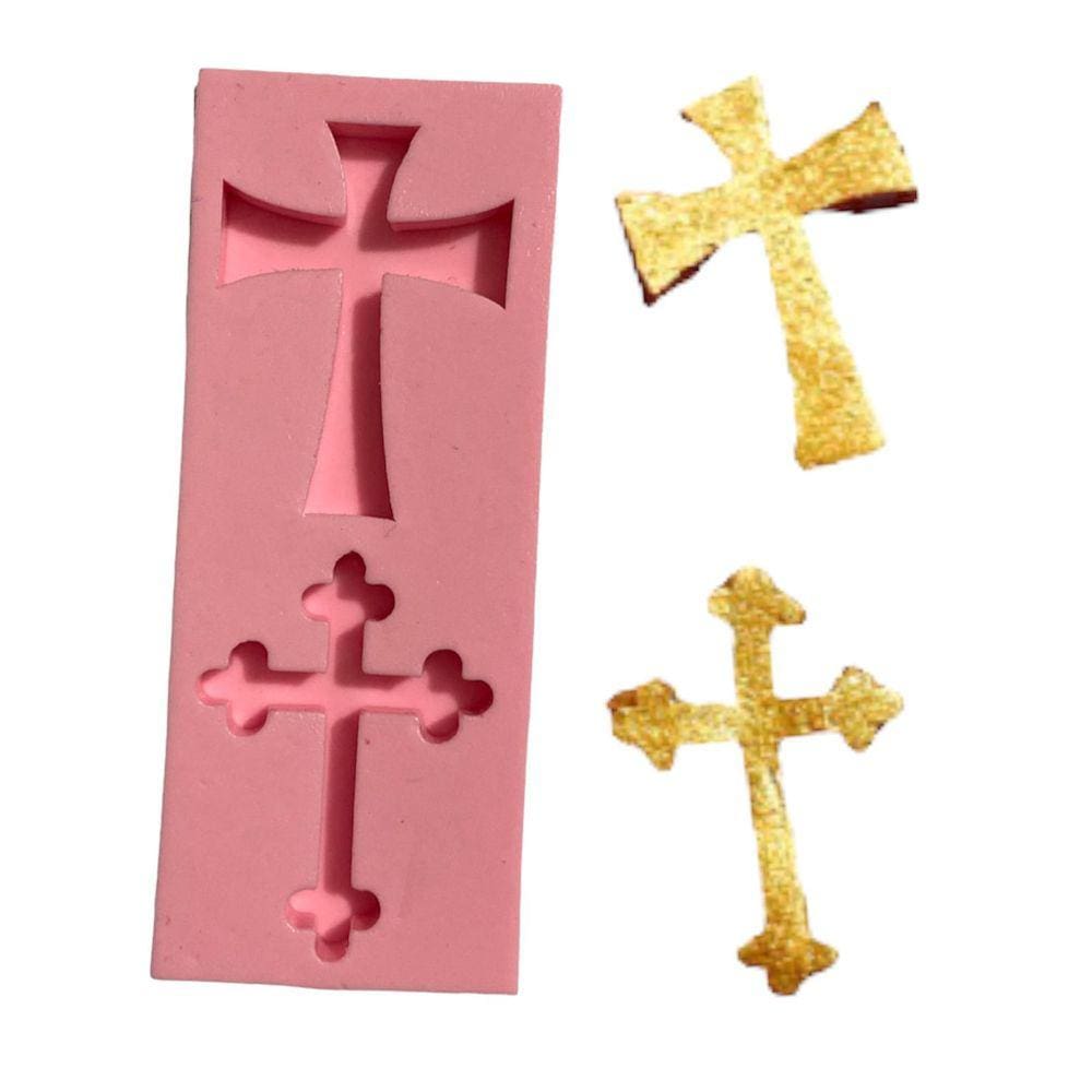 Molde De Silicone Cruz Religião Resina