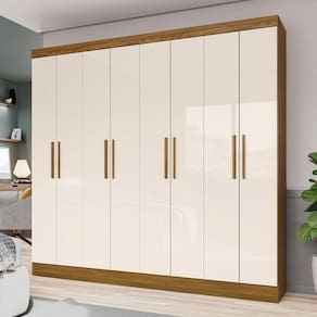 Guarda Roupa Casal 8 Portas 4 Gavetas Remo Espresso Móveis Marrom/Off White