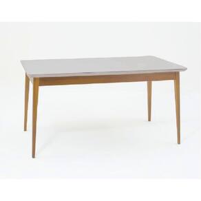 Mesa de Jantar 180cm Tampo em Vidro/MDF Onix Carmo Móveis Marrom/Off White
