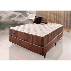 Conjunto de Quarto 2 Peças 1 Base Box Casal e 1 Colchão Uni Ecoflex Ecoflex Marrom/Bege