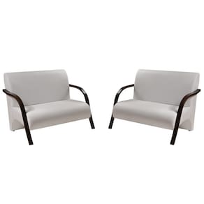 Kit 2 Poltronas Vênus 2 Lugares Braço Madeira D Salla Tecido Sintético