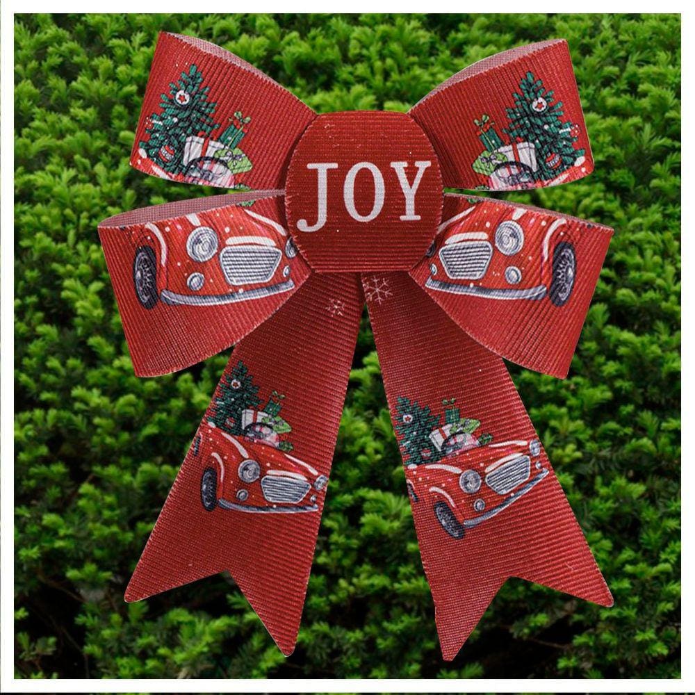 Kit 8 Enfeite Árvore Natal Laço Vermelho Decorado  17cm