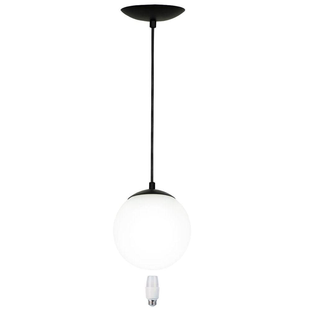 Lustre Pendente Orby Bolinha Preto + Lampada 3000k