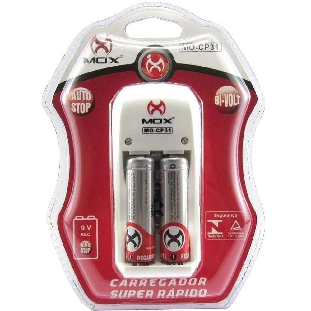 Carregador De Pilhas Com 2 Pilhas Aa 2600Mah Recarregáveis
