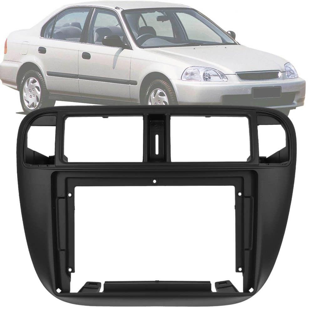 Moldura Painel 2 Din 9” Polegadas Civic 1996 até 2001 Preto Fosco Ar Digital