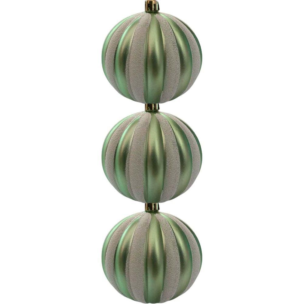 Jogo De Bolas Natalinas 3 Bolas De 8Cm Cor Branco E Dourado - Grillo