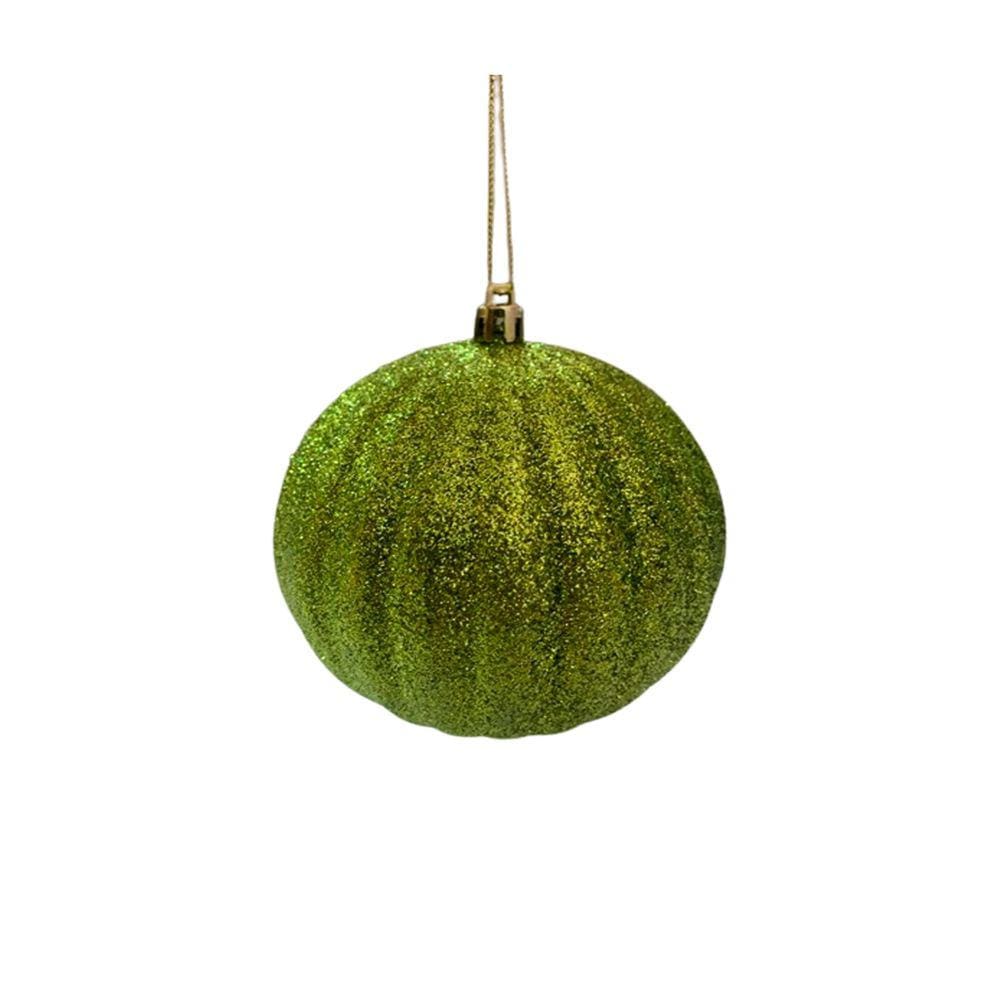 Jogo De Bolas Natalinas 2 Bolas De 10Cm Cor Verde Grillo