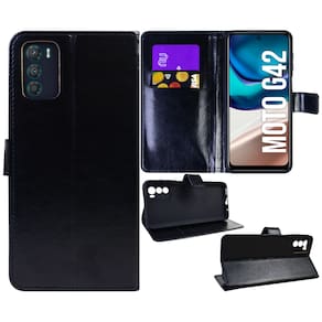 Capa Carteira Couro PRETA Compatível Moto G42 XT2233 6.4 - Cell In Power25