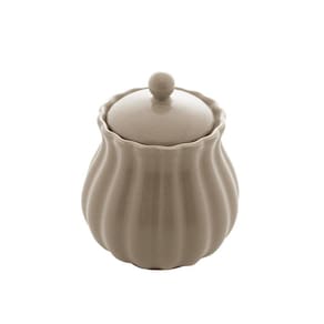 Açucareiro De Porcelana Pétala Cinza Matt 10,5X8,5Cm