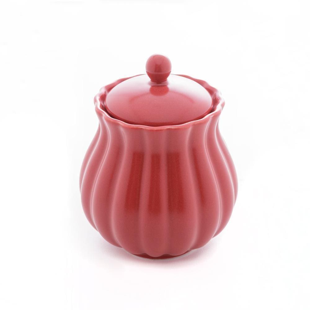 Açucareiro De Porcelana Pétala Vermelho Matt 10,5X8,5Cm