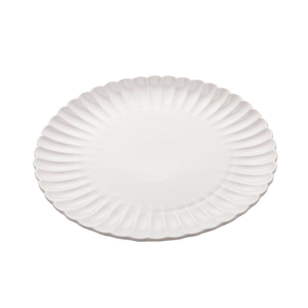 Cj 2 Pratos Rasos De Porcelana Pétala Branco Matt 25Cm