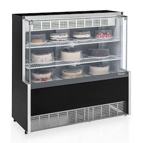Vitrine Refrigerada Confeitaria Dupla Função GPEA-175R PR Preta Linha Aurora Vidro Reto Gelopar 1.75m