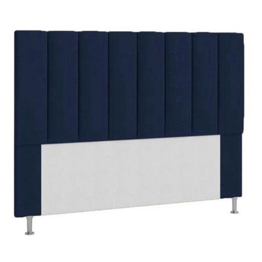 Cabeceira Estofada Cama Box Queen 160 Cm Azul Marinho
