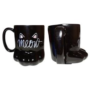 Caneca Pata De Gato Meow Preta Gatinho