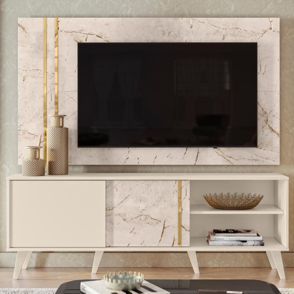 Rack Com Painel Para Tv 65" 7131 Off White Madetec Off White