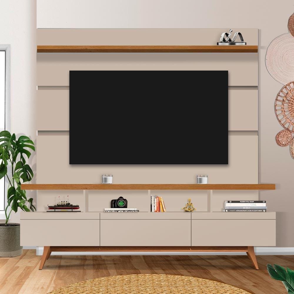 Rack Com Painel Para Tv Off White Freijó Espanha Weng Shop JM