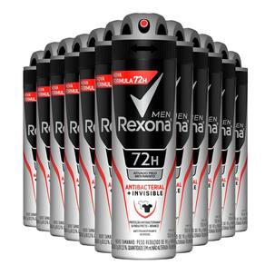 Kit Desodorante Aerosol Rexona Antibacterial+Invisible Men 150ml - 12 Unidades