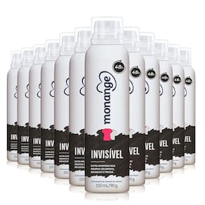 Kit Desodorante Aerosol Monange Invisível 90g - 12 Unidades