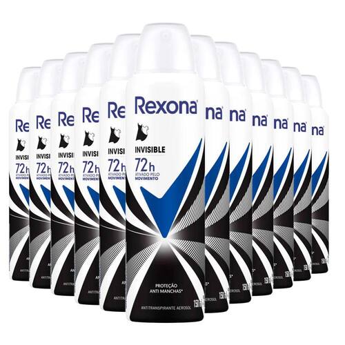 Desodorante Antitranspirante Aerosol Masculino Rexona Invisible 72 horas 2  Unidades 150ml